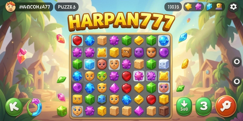 Tampilan menarik dari permainan Puzzle Match-3 HARAPAN777.
