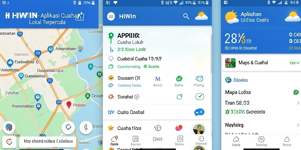 Screenshot utama HIWIN menunjukkan antarmuka cuaca lokal yang informatif.