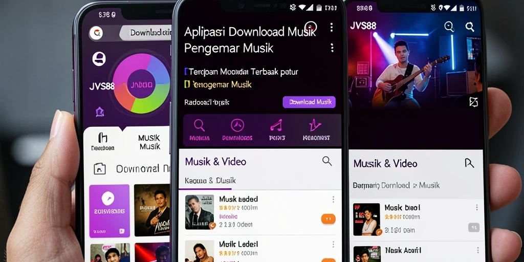 Antarmuka JVS88 menampilkan fitur Download Musik yang mudah diakses.