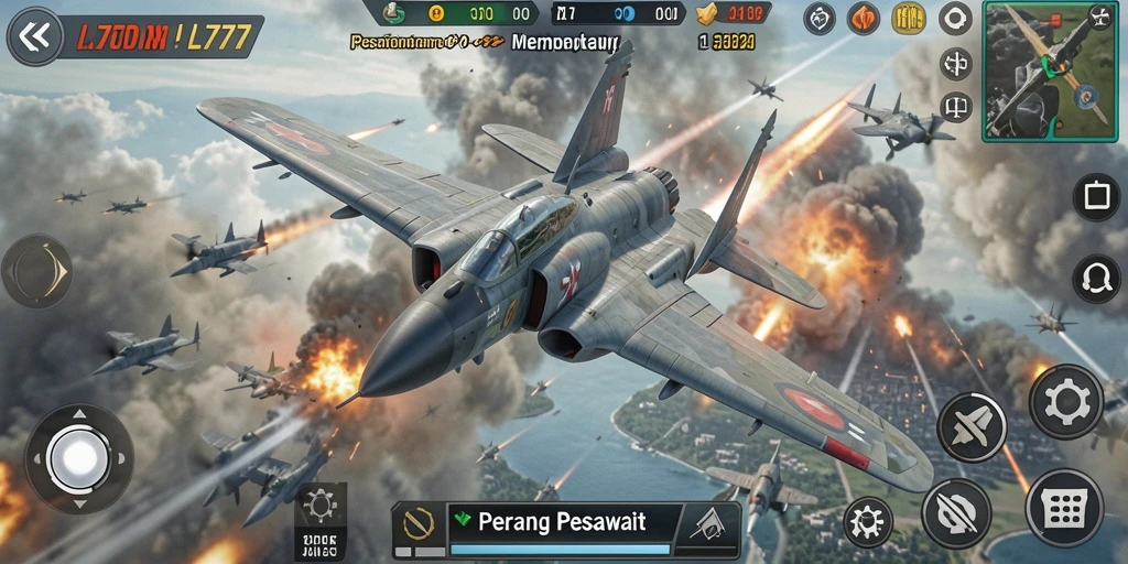 Antarmuka game L777 dengan pesawat tempur dan pertempuran udara.