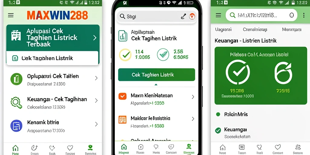 Tampilan utama aplikasi MAXWIN288 yang menampilkan informasi tagihan listrik.