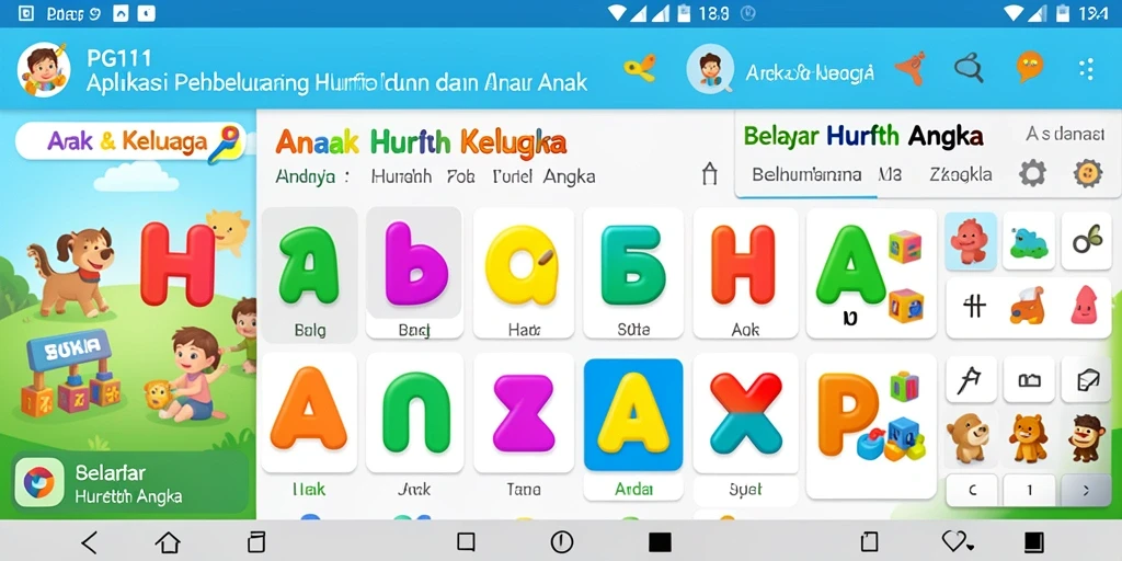 Tampilan antarmuka PG11 yang interaktif dan ramah untuk anak.