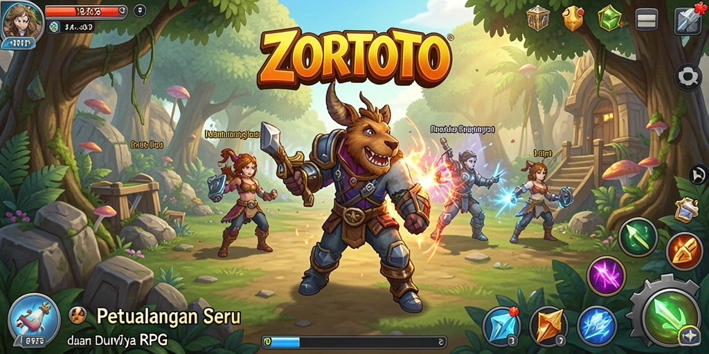 Tampilan utama ZORTOTO dengan antarmuka RPG yang menarik.