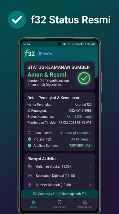 Tampilan kanal resmi f32